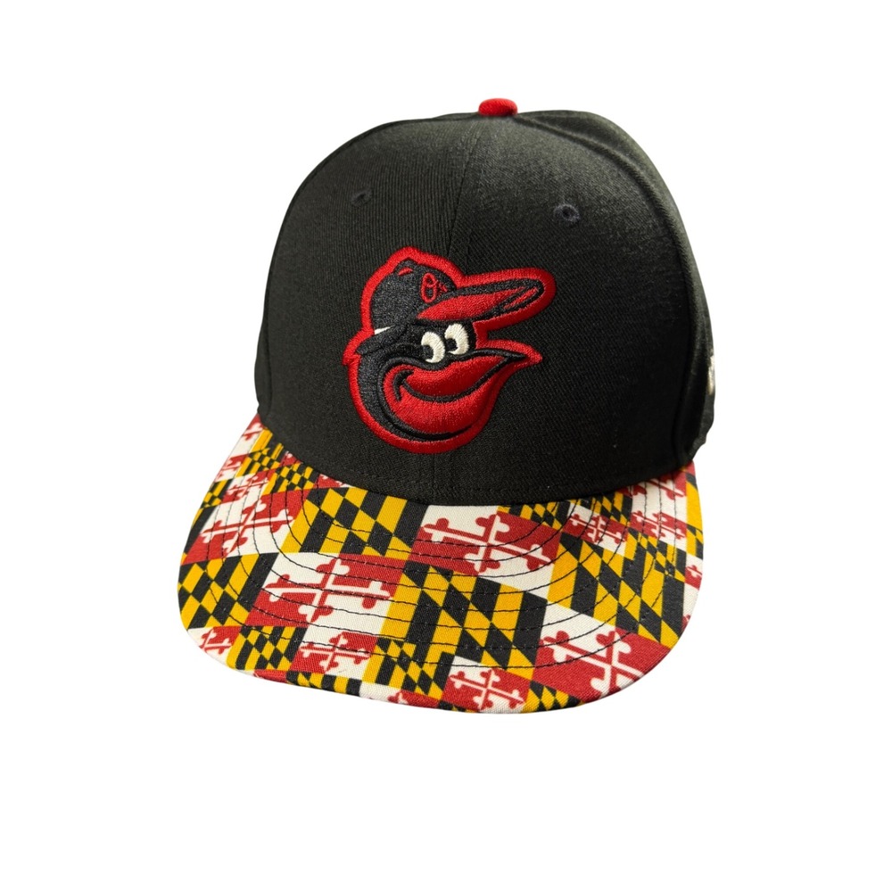 New Era Baltimore Orioles MLB Fitted Hat Black Maryland Flag Bill 7 5/8